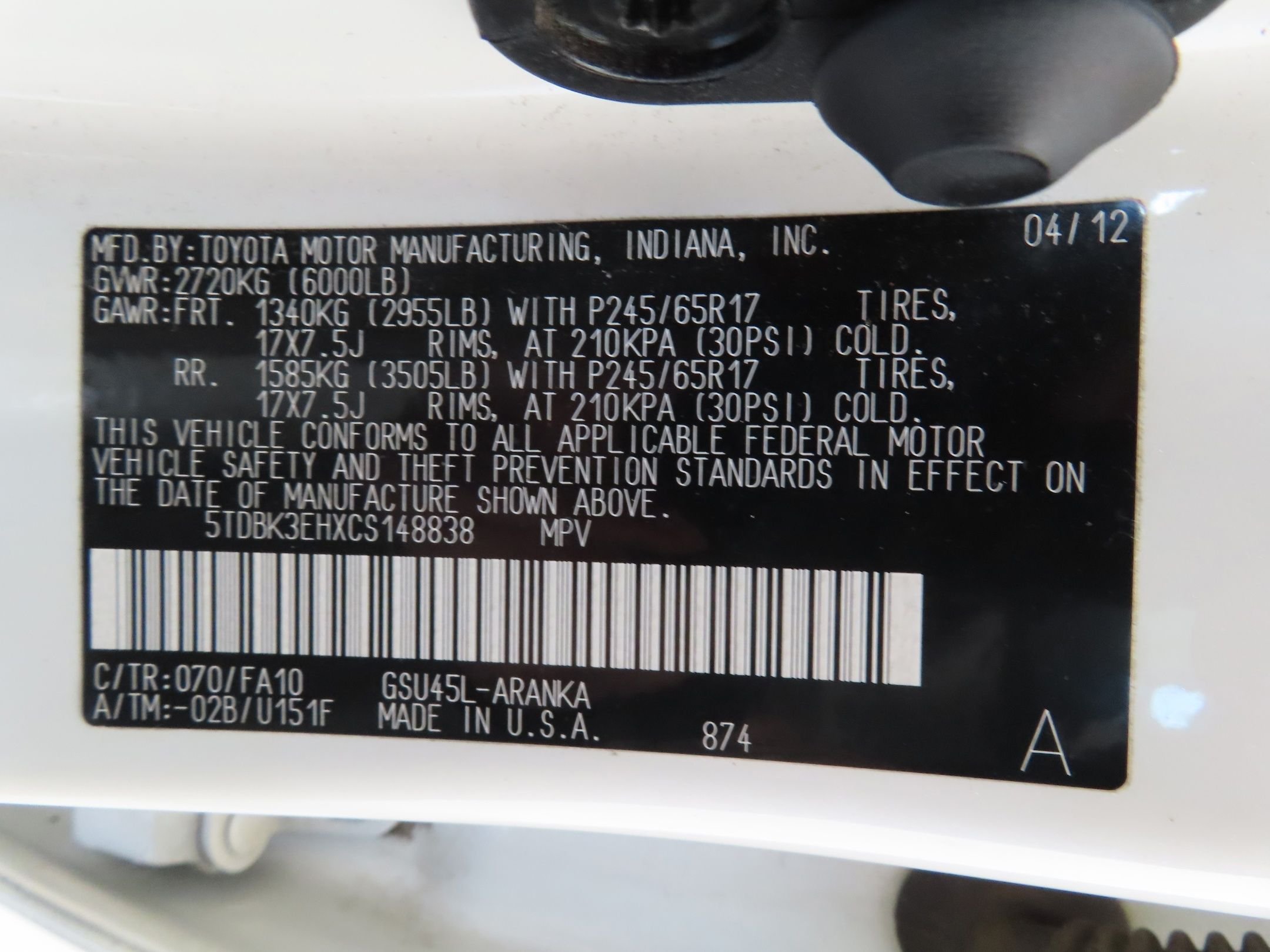 Used 2012 White Toyota Base image 28