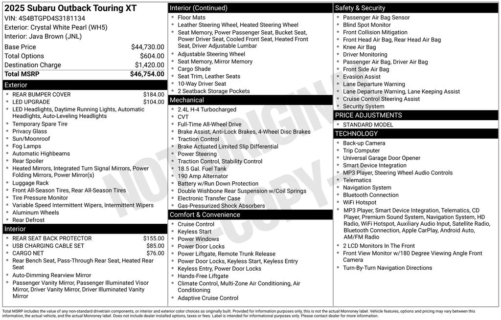 Used 2025 White Subaru Touring XT image 8