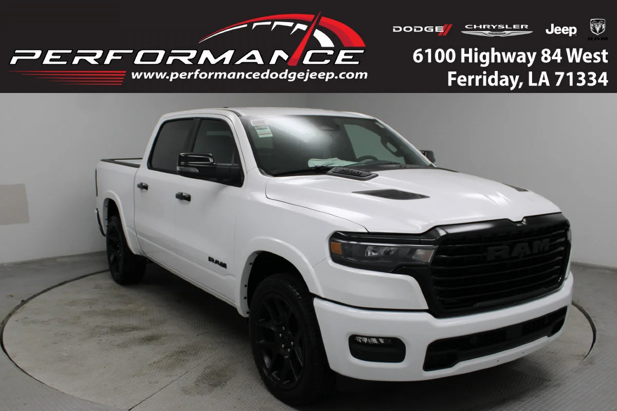 New 2026 Bright White Clear-Coat Exterior Paint RAM Laramie 4x4 Crew Cab image 1