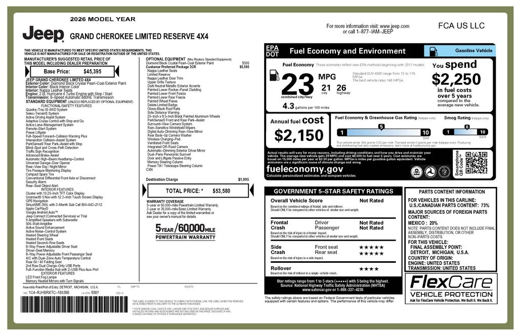 Used 2026 Black Jeep Limited Reserve image 5