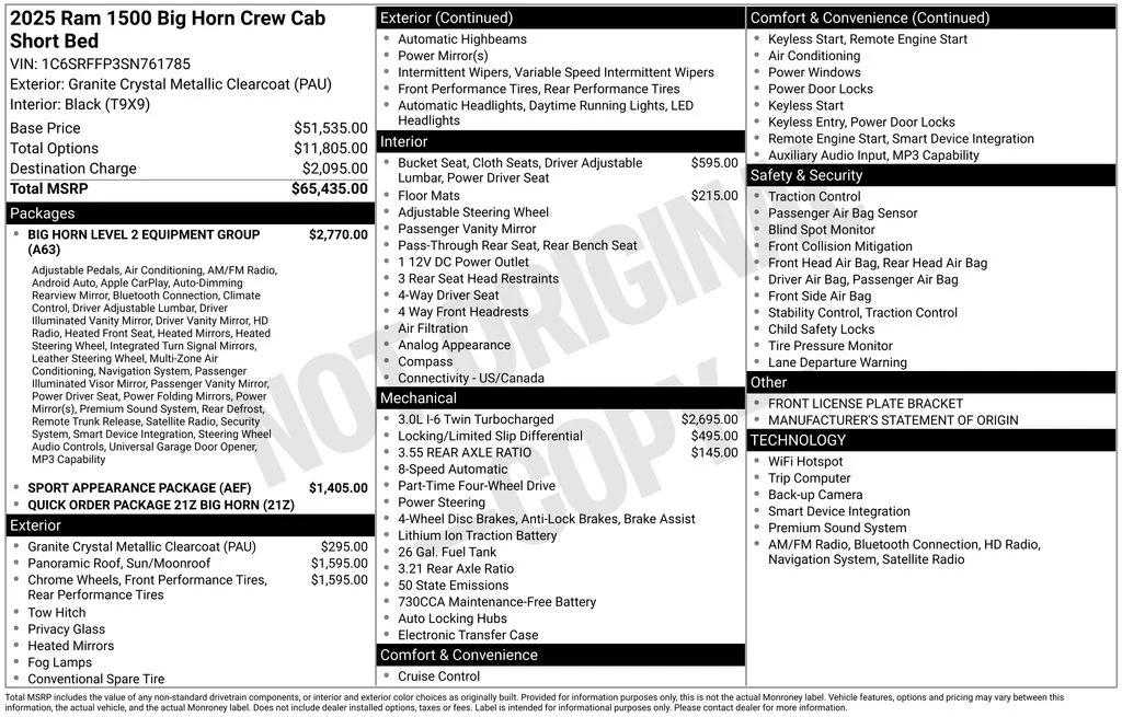 Certified Used 2025 Granite Crystal Clearcoat Metallic Ram Big Horn/Lone Star image 2