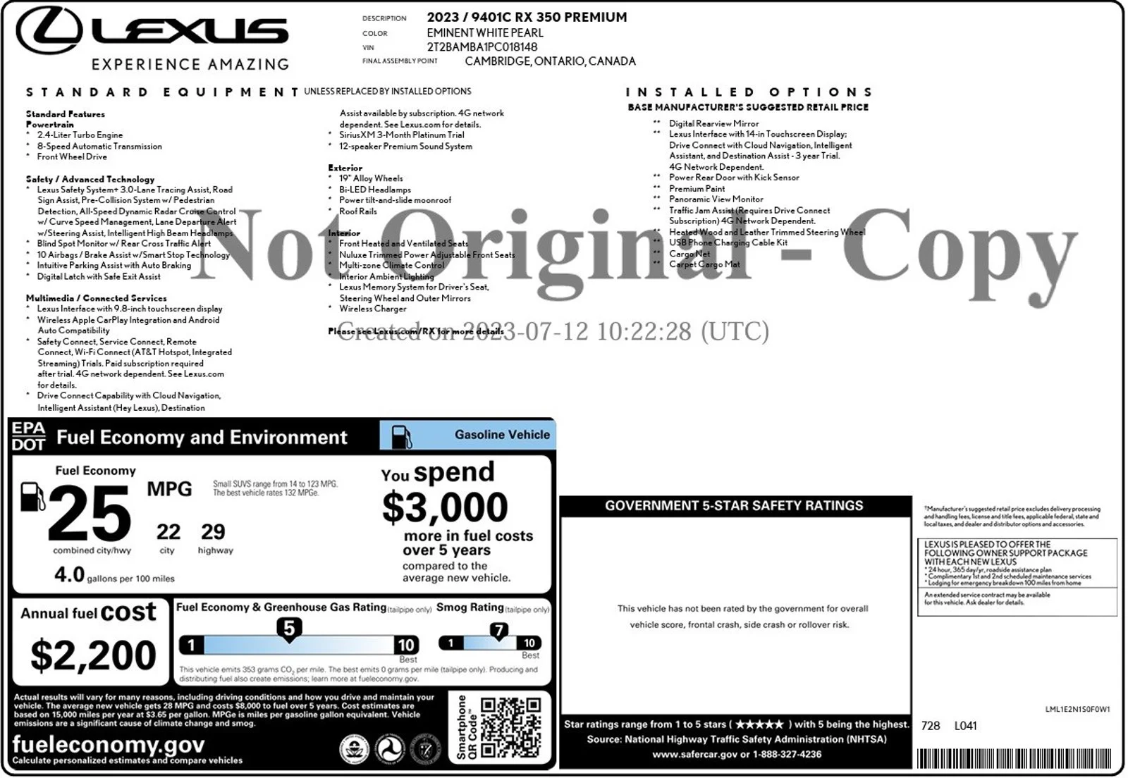 Certified Used 2023 Eminent White Pearl Lexus RX 350 Premium image 3