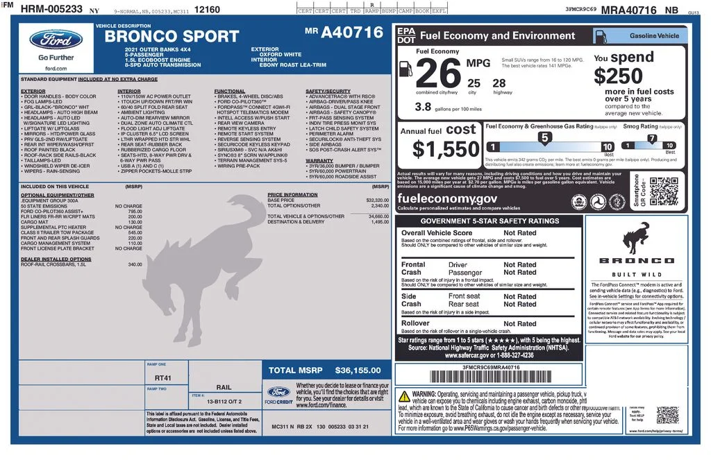 Used 2021 Oxford White Ford Outer Banks image 28