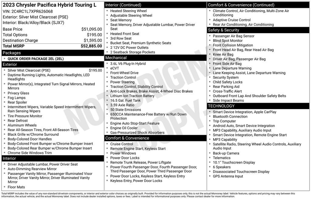 Used 2023 Silver Mist Clearcoat Chrysler Touring L image 23