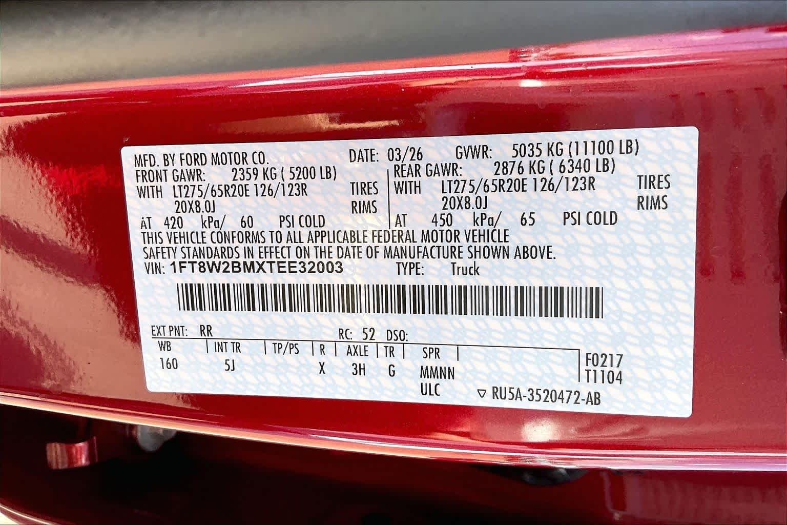 New 2026 Ruby Red Metallic Tinted Clearcoat Ford F-250® Lariat® image 20