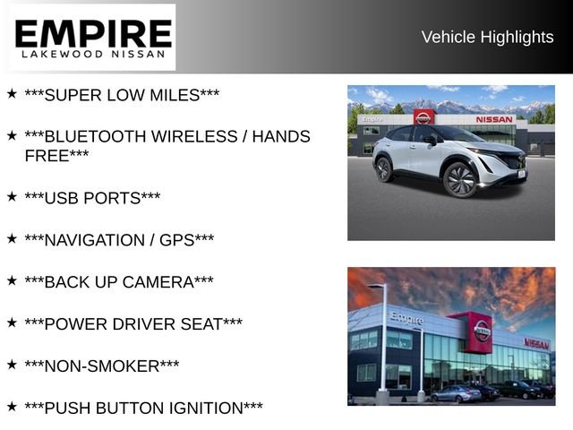 Used 2024 Nissan ARIYA Engage+ with VIN JN1DF0BB5RM732132 for sale in Lakewood, CO