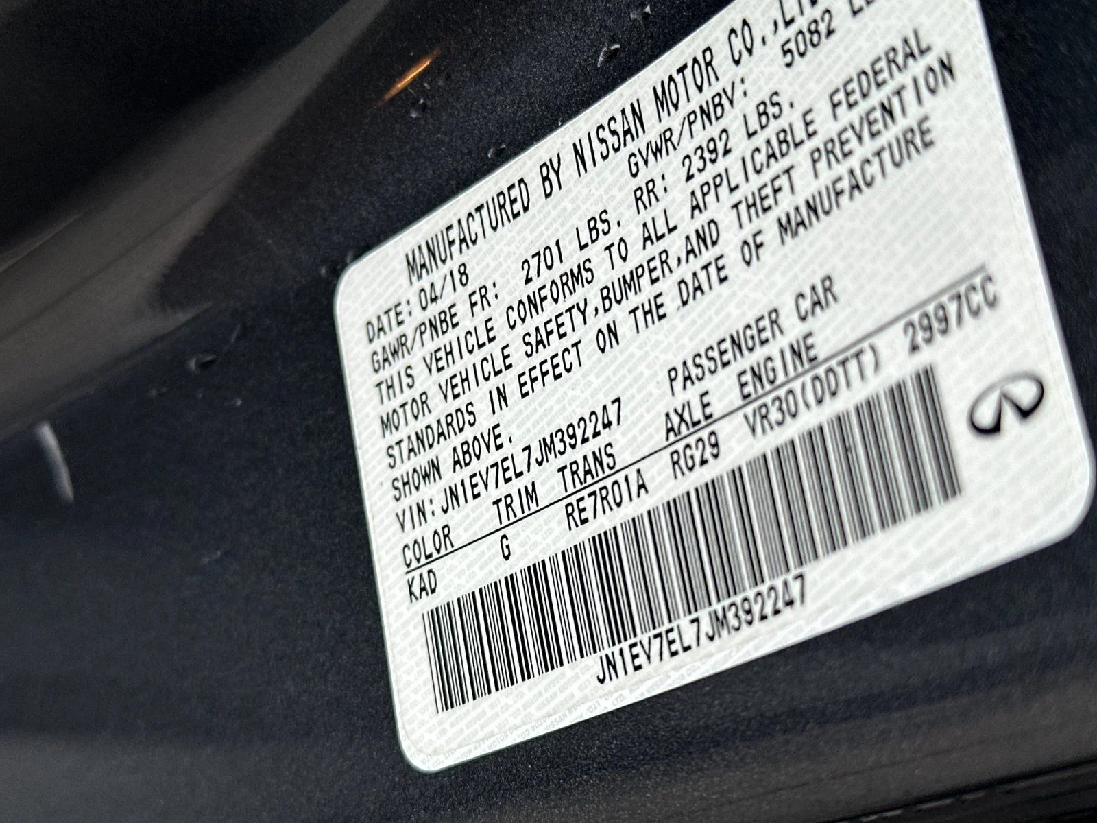 Used 2018 Graphite Shadow INFINITI 3.0t LUXE image 27