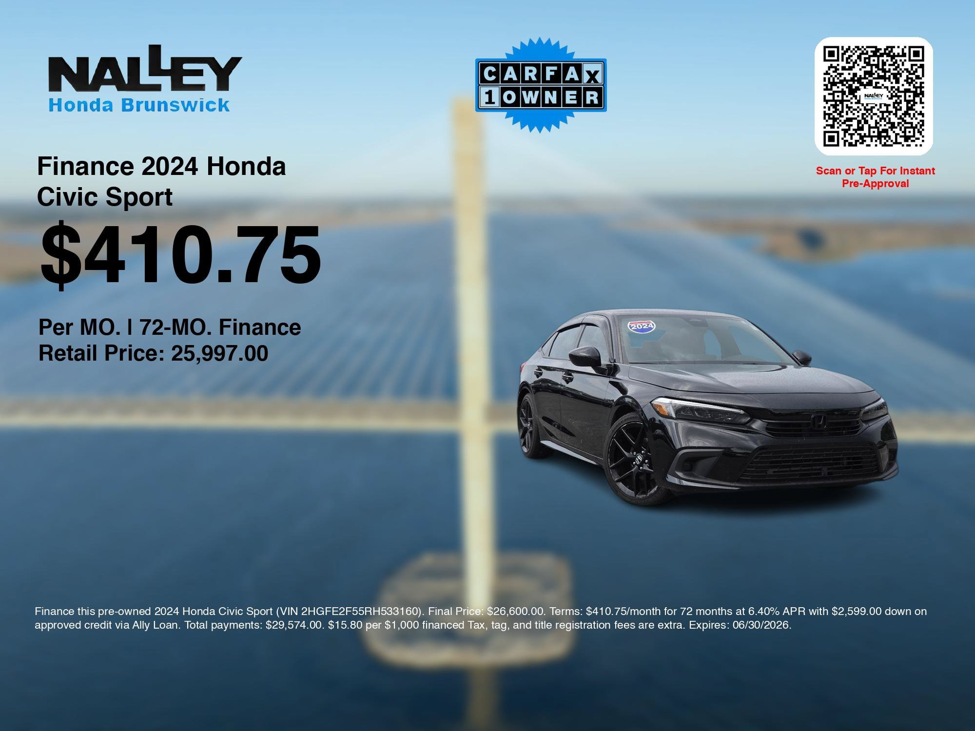 Used 2024 Crystal Black Pearl Honda Sport image 3