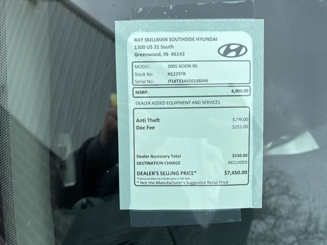 Used 2005 Scion xB Base with VIN JTLKT324X50188846 for sale in Greenwood, IN