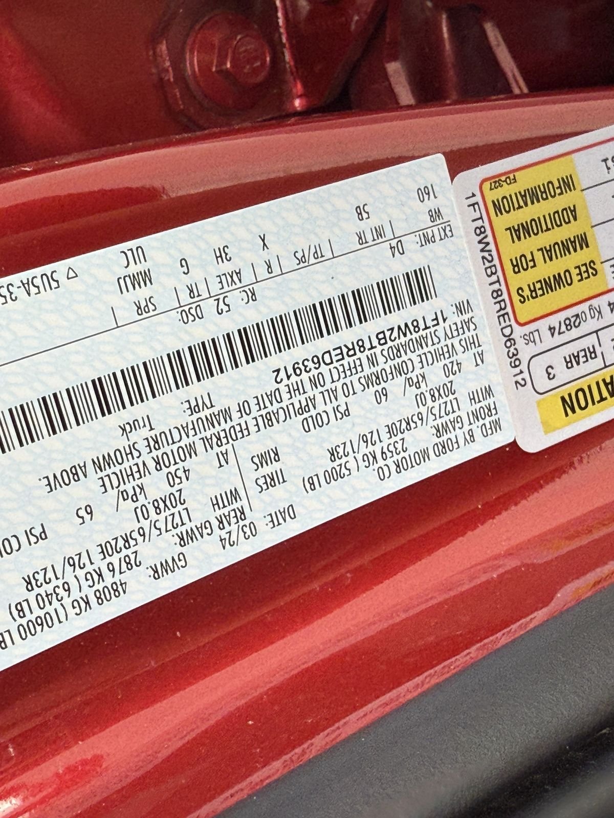 Used 2024 Red Metallic Ford Lariat image 37