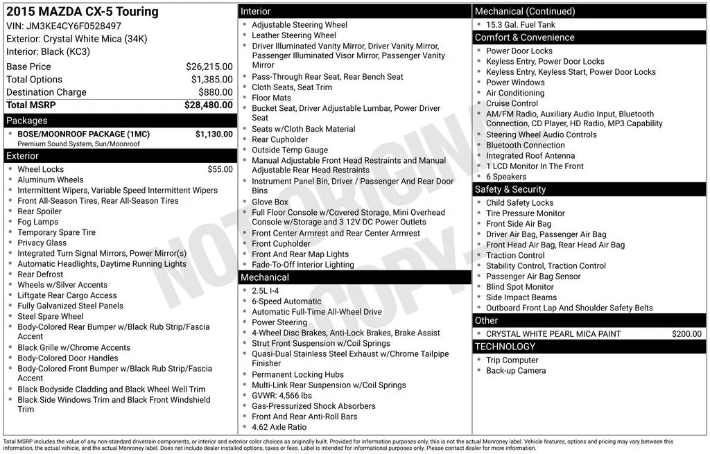 Used 2015 White Mazda Touring image 32