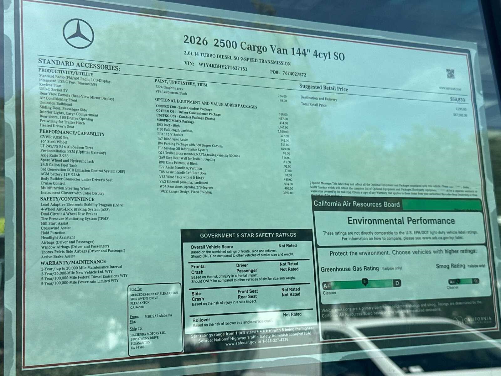 New 2026 Graphite Gray Mercedes-Benz 2500 High Roof SO Diesel 144 WB Ranger Shelving image 24
