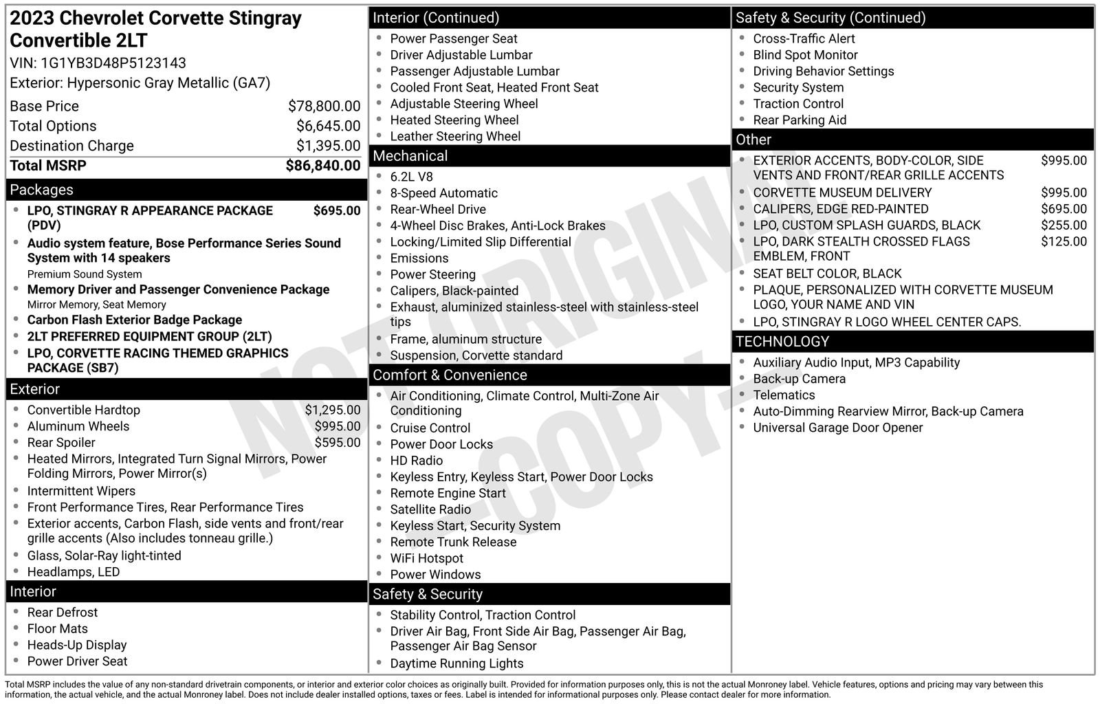 2023 Chevrolet Corvette Stingray Convertible 2LT's photo