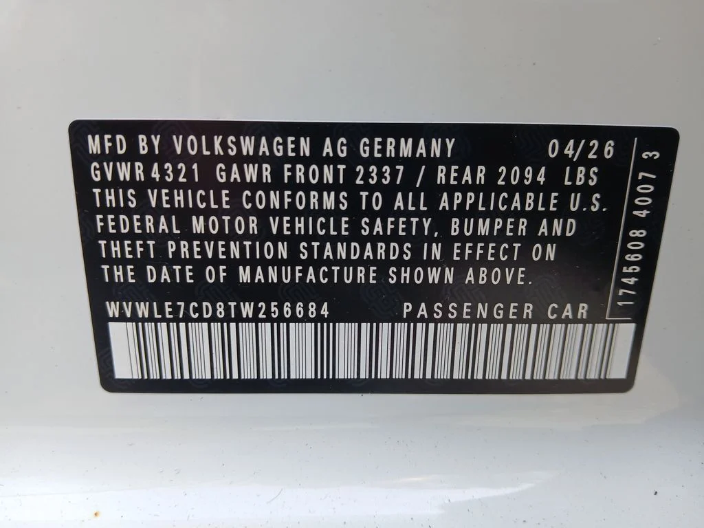 New 2026 White Volkswagen S image 29