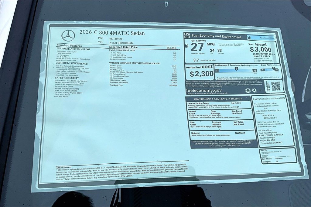New 2026 Polar White Mercedes-Benz C 300 image 27