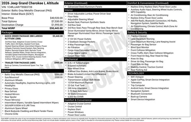 New 2026 Baltic Gray Metallic Clear-Coat Exterior Paint Jeep Altitude image 2