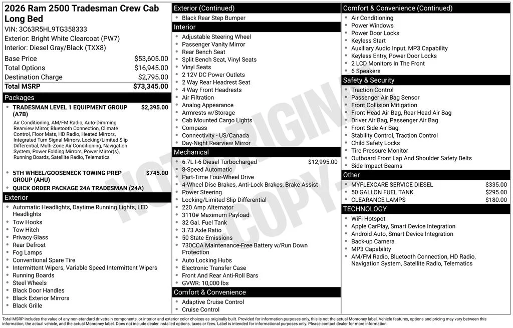 New 2026 Bright White Clear-Coat Exterior Paint RAM Tradesman image 5