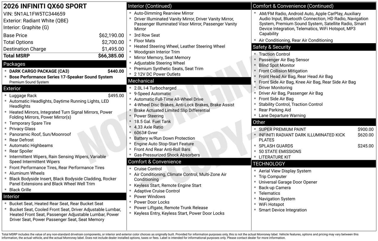 Certified Used 2026 Radiant White INFINITI SPORT image 35