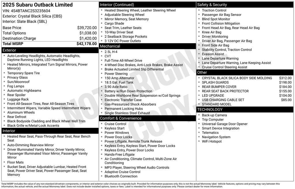 Used 2025 Black Subaru Limited image 47