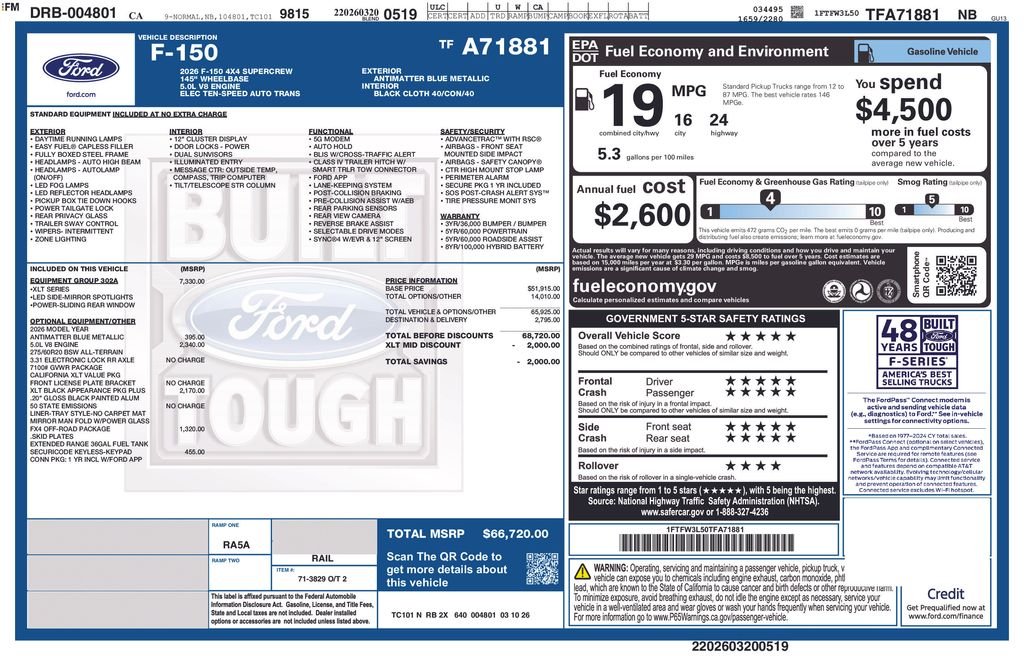 New 2026 Antimatter Blue Metallic Ford XLT image 2