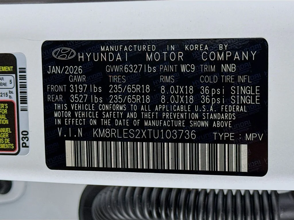 New 2026 Creamy White Pearl Hyundai SEL 7P image 33