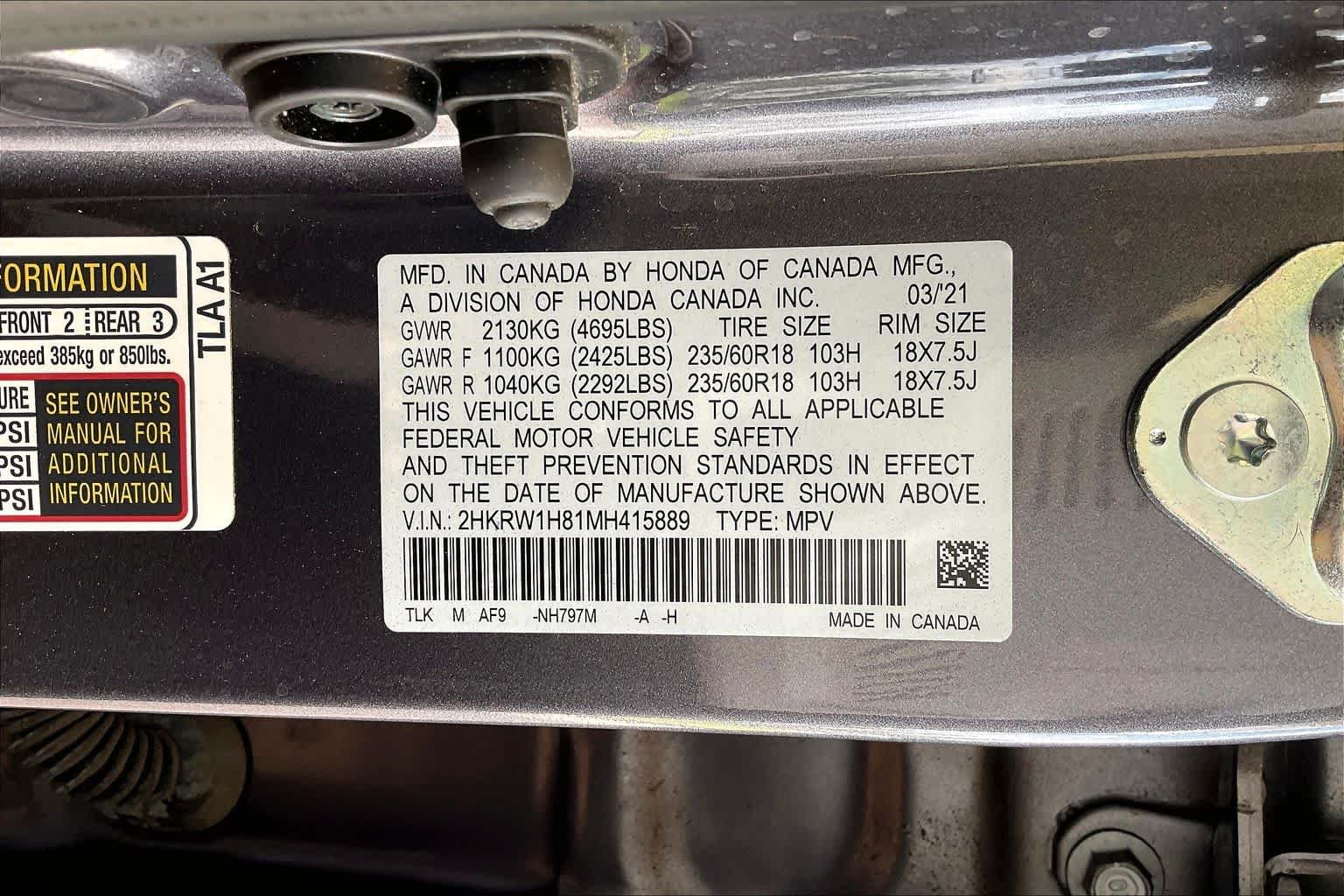 Used 2021 Modern Steel Metallic Honda EX-L image 34
