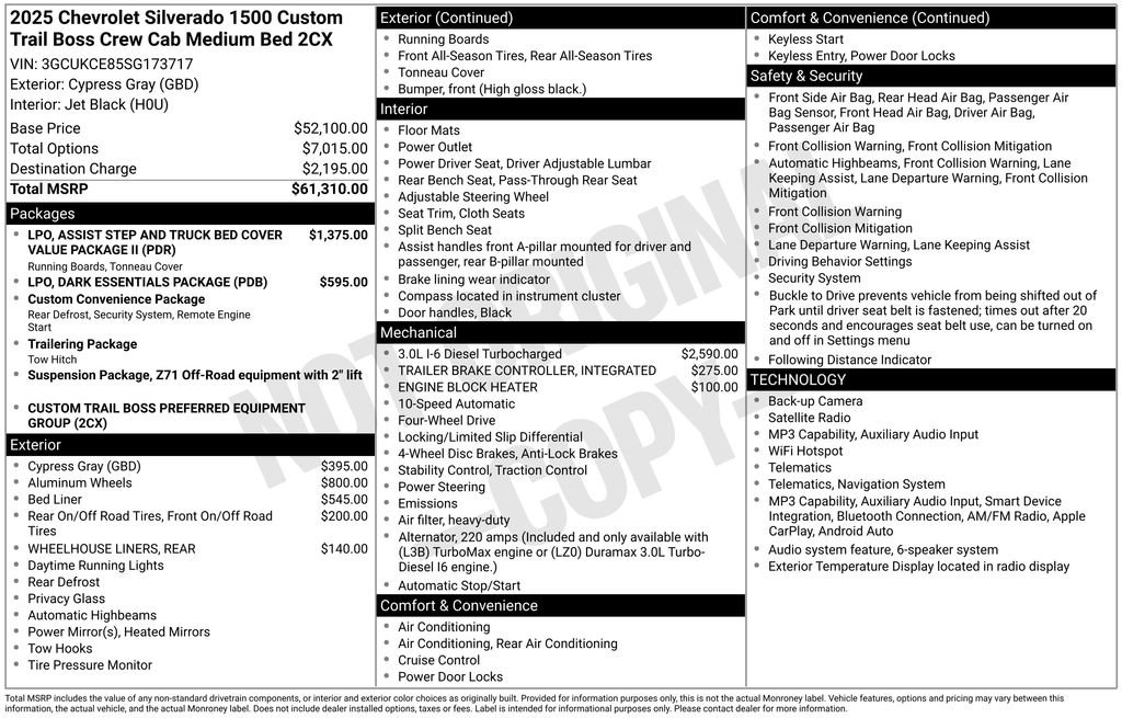 Used 2025 Gray Chevrolet Custom Trail Boss image 2
