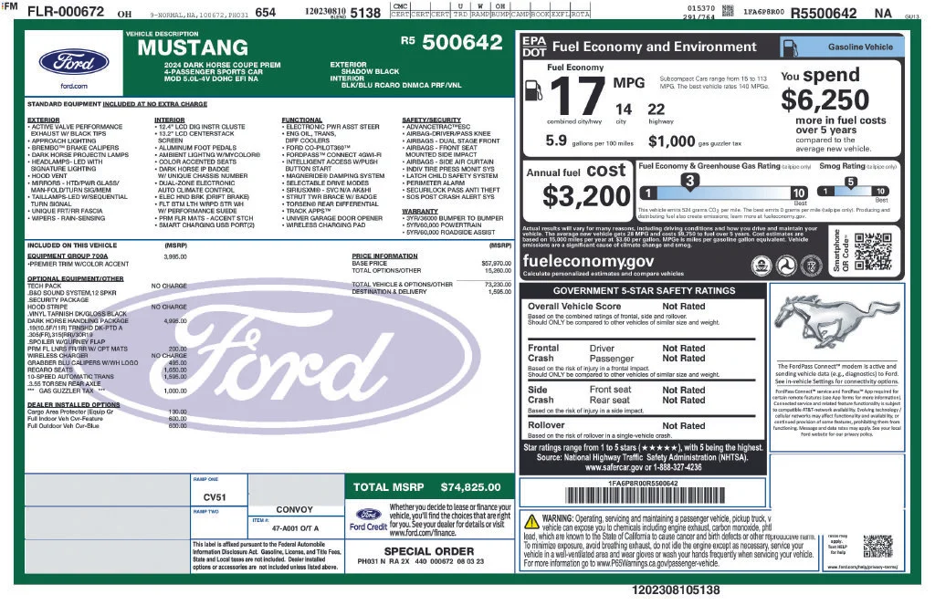 Used 2024 Shadow Black Ford Dark Horse image 2