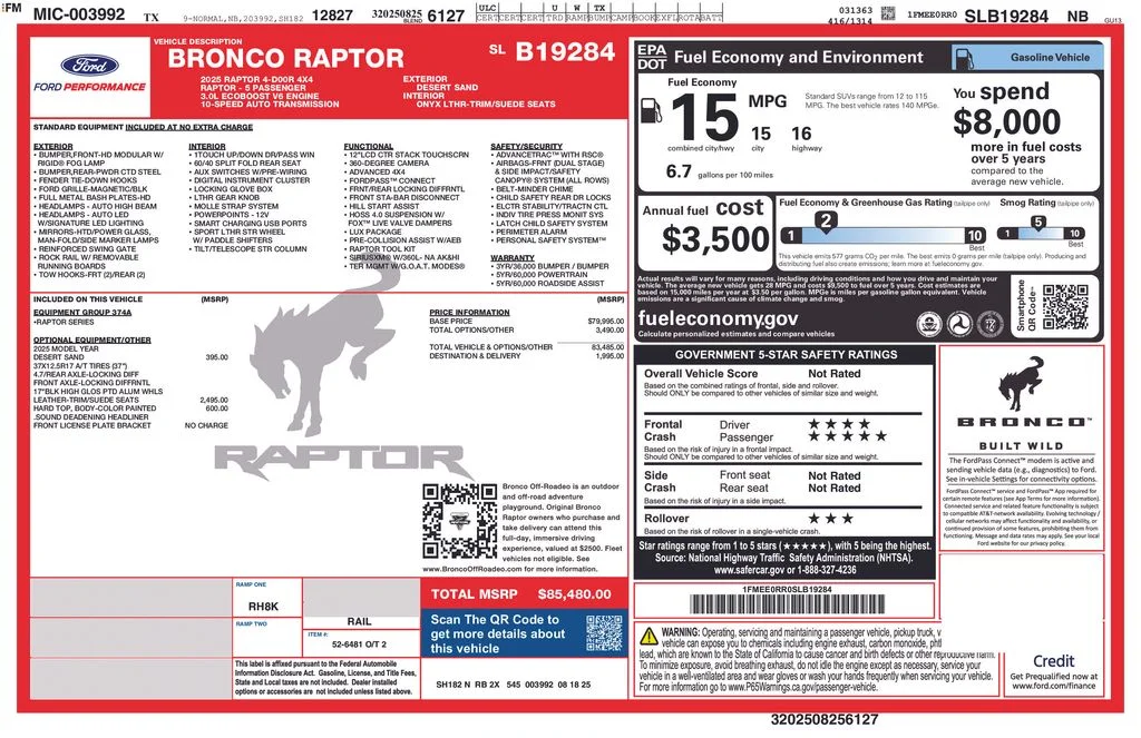 Used 2025 Desert Sand Ford Raptor image 10