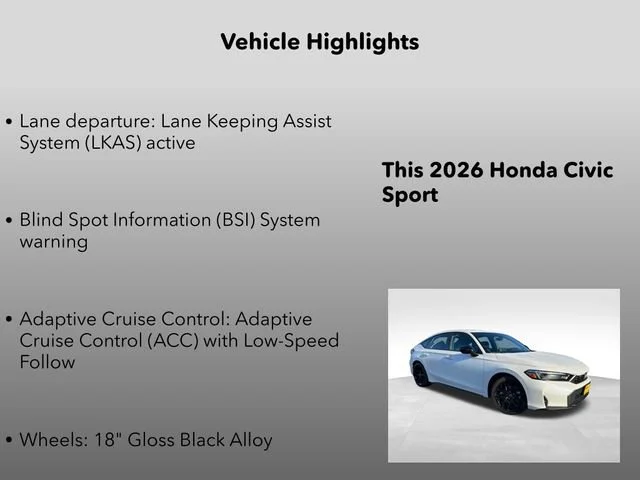 New 2026 Platinum White Pearl Honda Sport image 5