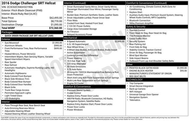 Used 2016 Pitch Black Clearcoat Dodge SRT Hellcat image 31
