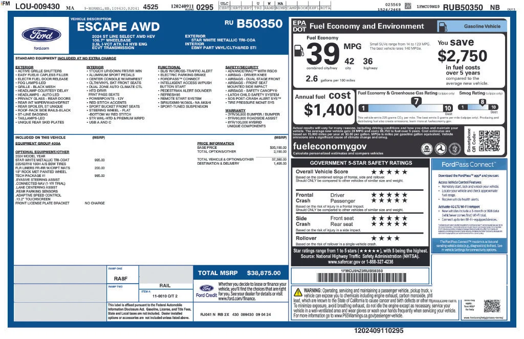 Used 2024 White Ford ST-Line Select image 17