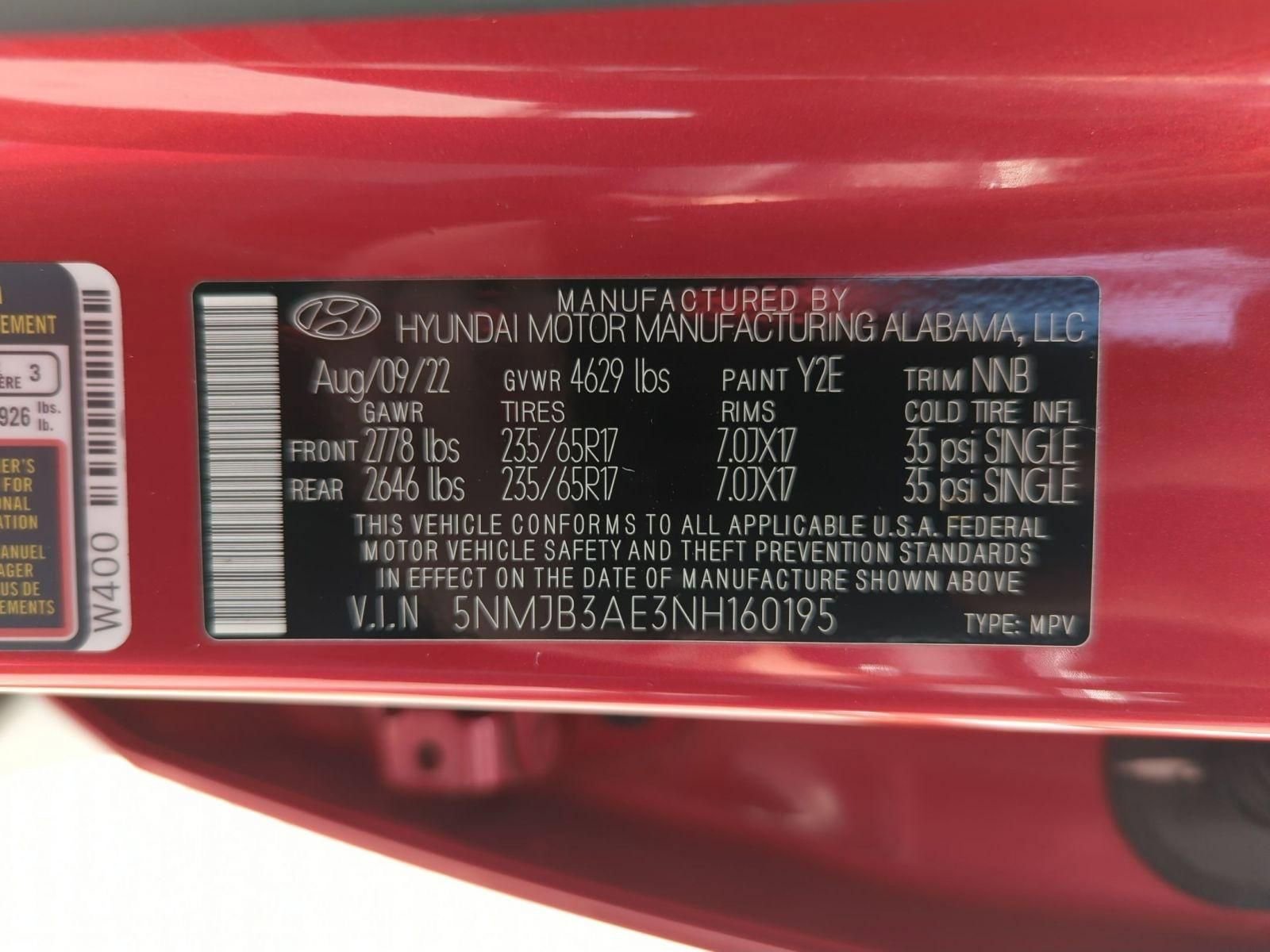 Used 2022 Calypso Red Hyundai SEL image 22