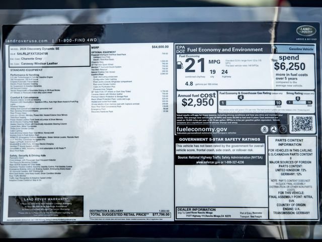 New 2026 Charente Grey Land Rover Dynamic SE image 40
