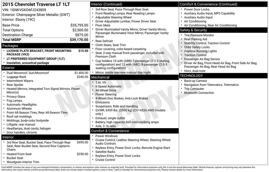 Used 2015 Gold Chevrolet LT image 6
