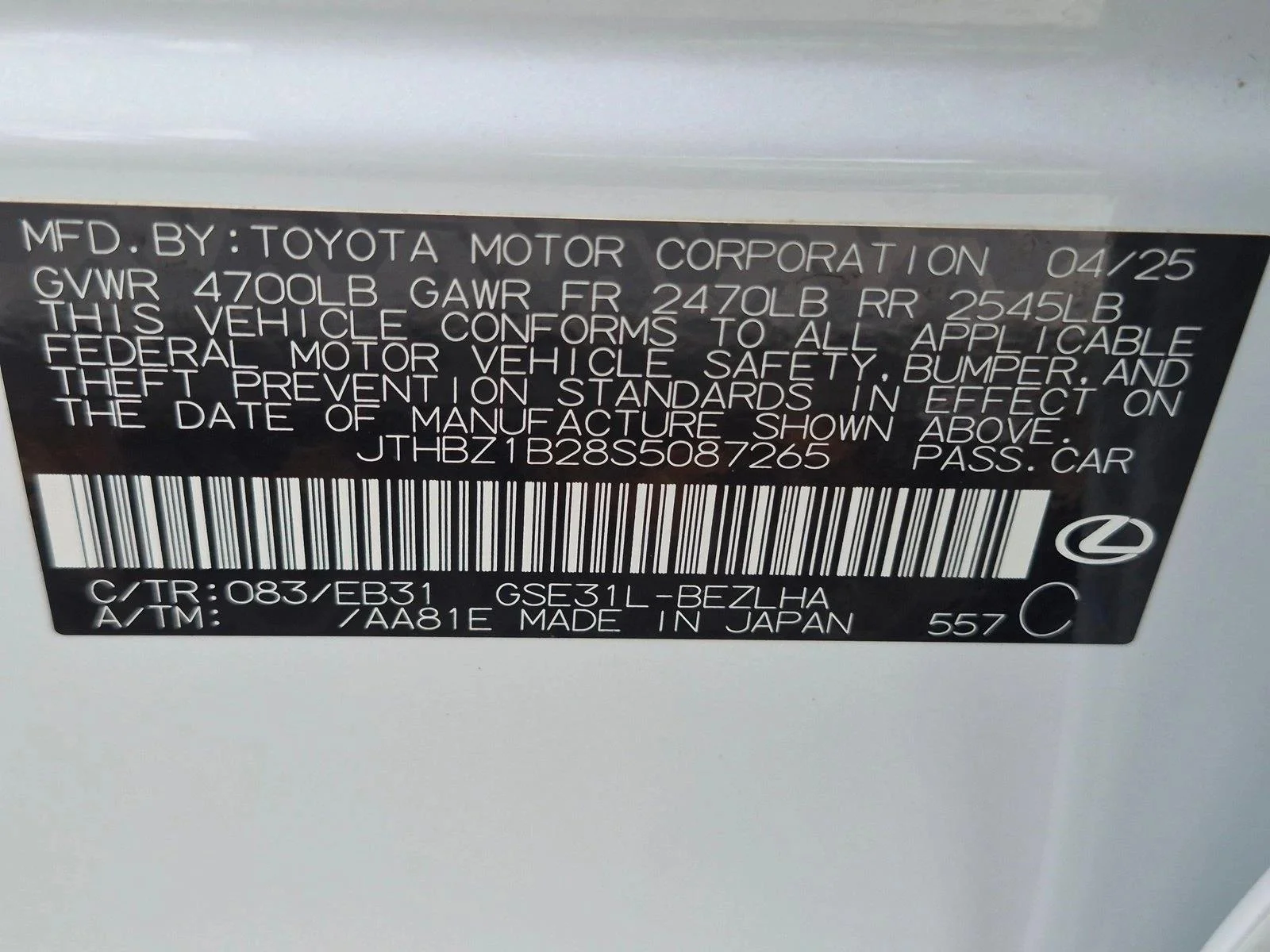 Certified Used 2025 Ultra White Lexus F SPORT DESIGN image 23