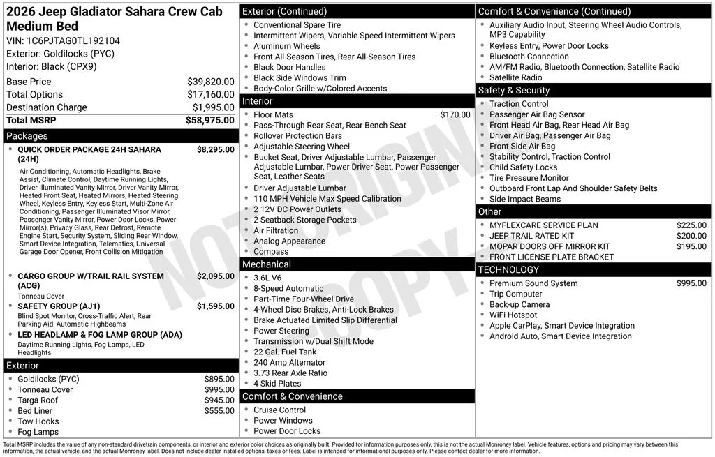 New 2026 Goldilocks (DISC) Jeep Sahara image 6