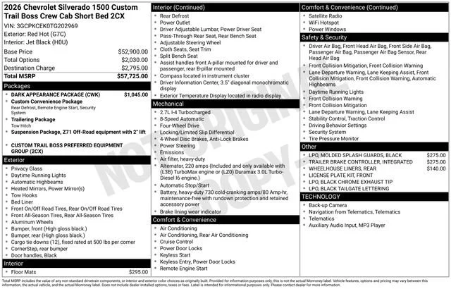 New 2026 Red Hot Chevrolet Custom Trail Boss image 5