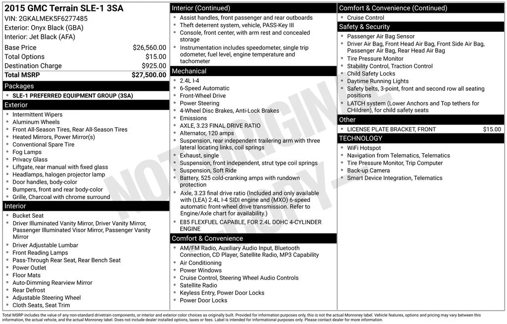 Used 2015 Black GMC SLE-1 image 6