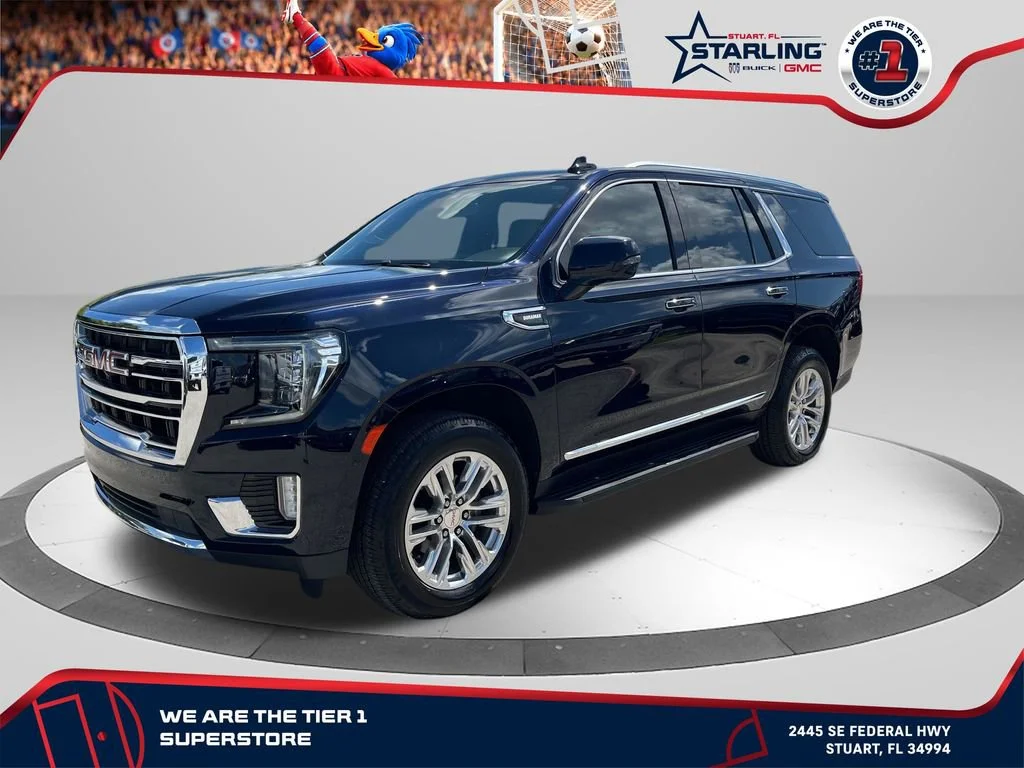 Used 2021 MIDNIGHT BLUE METALLIC GMC SLT image 1