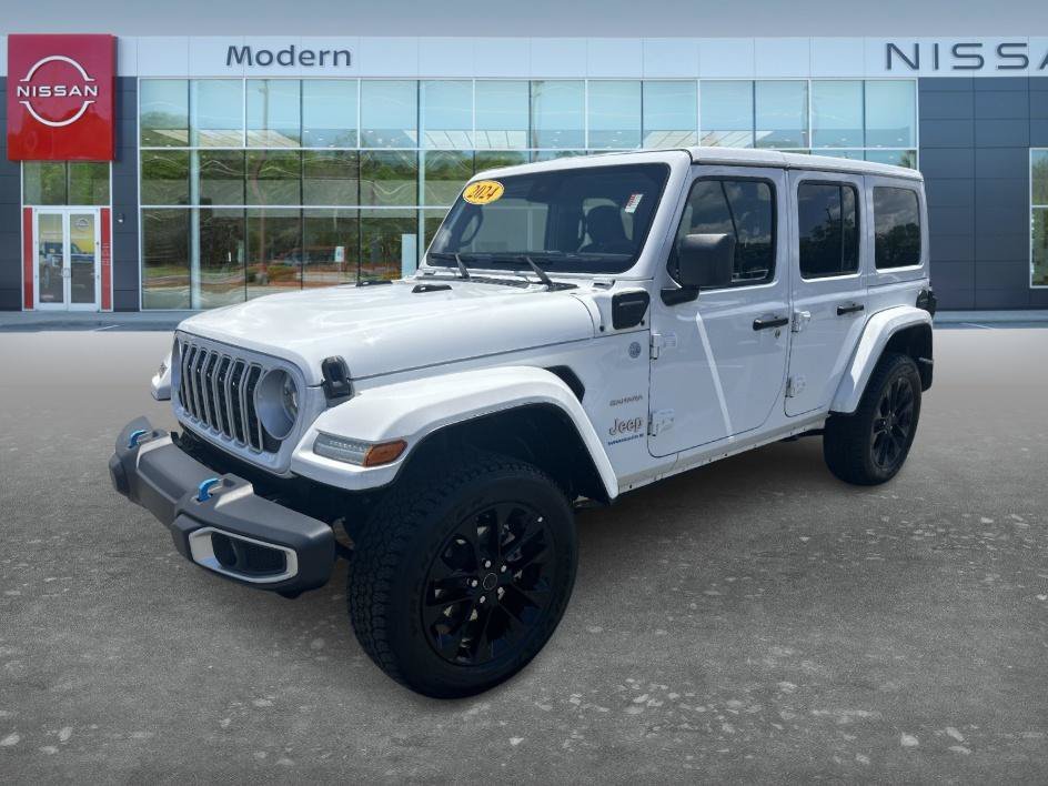Used 2024 Bright White Clearcoat Jeep Sahara image 1