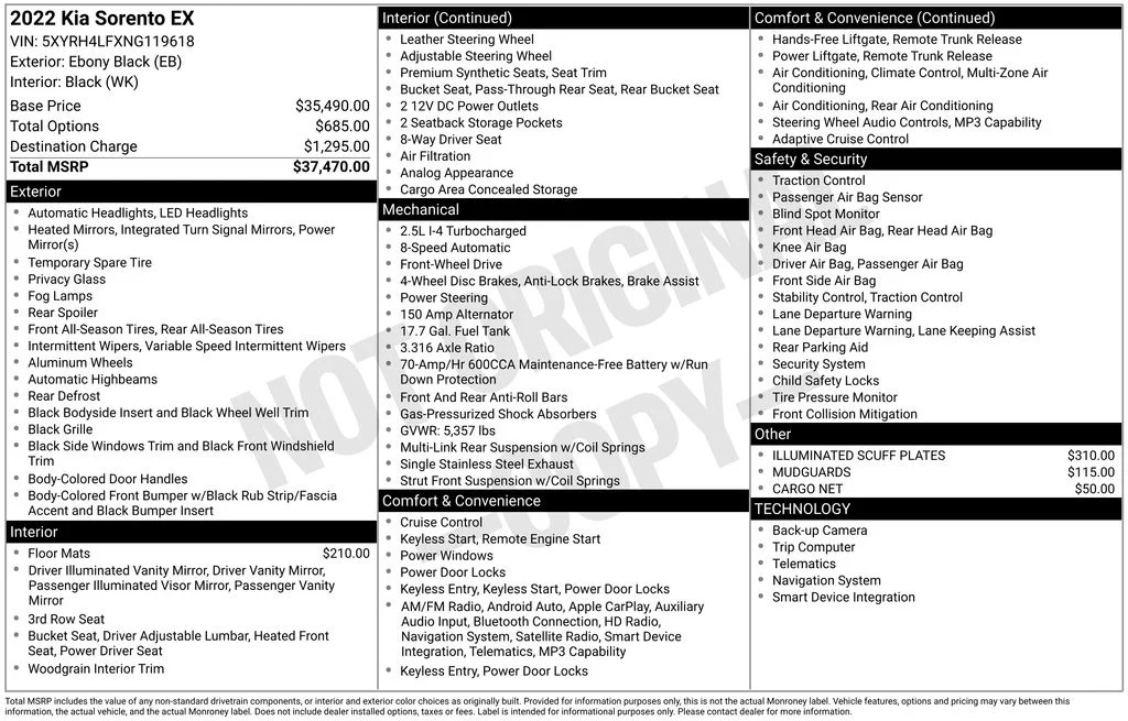 Used 2022 Black Kia EX image 6
