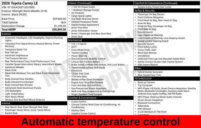 Used 2026 Black Toyota LE image 17