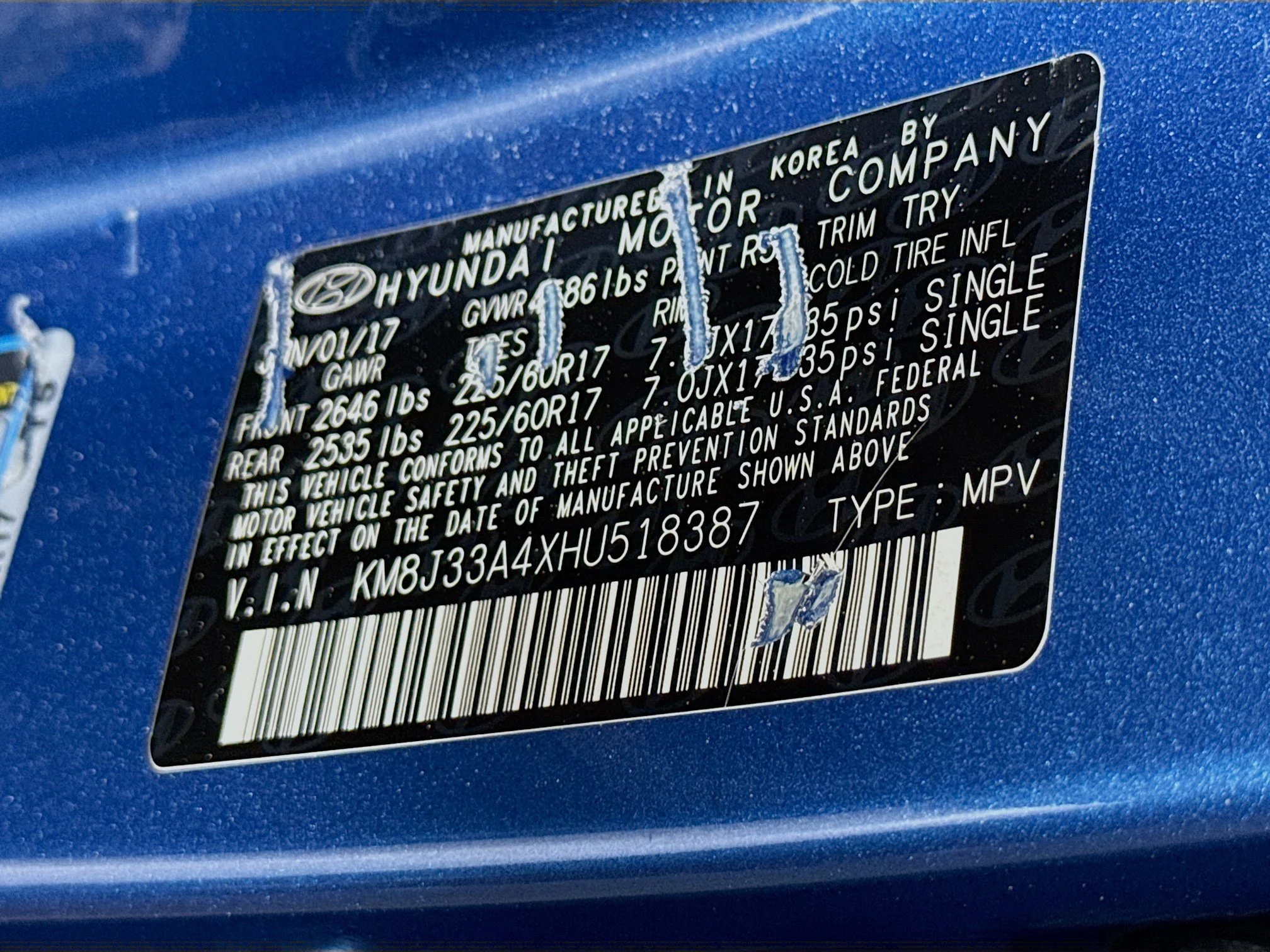 Used 2017 Caribbean Blue Hyundai SE Plus image 36