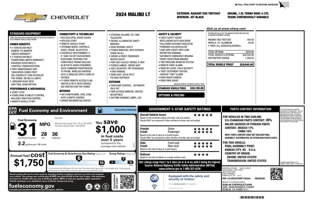 Used 2024 Red Chevrolet LT image 3