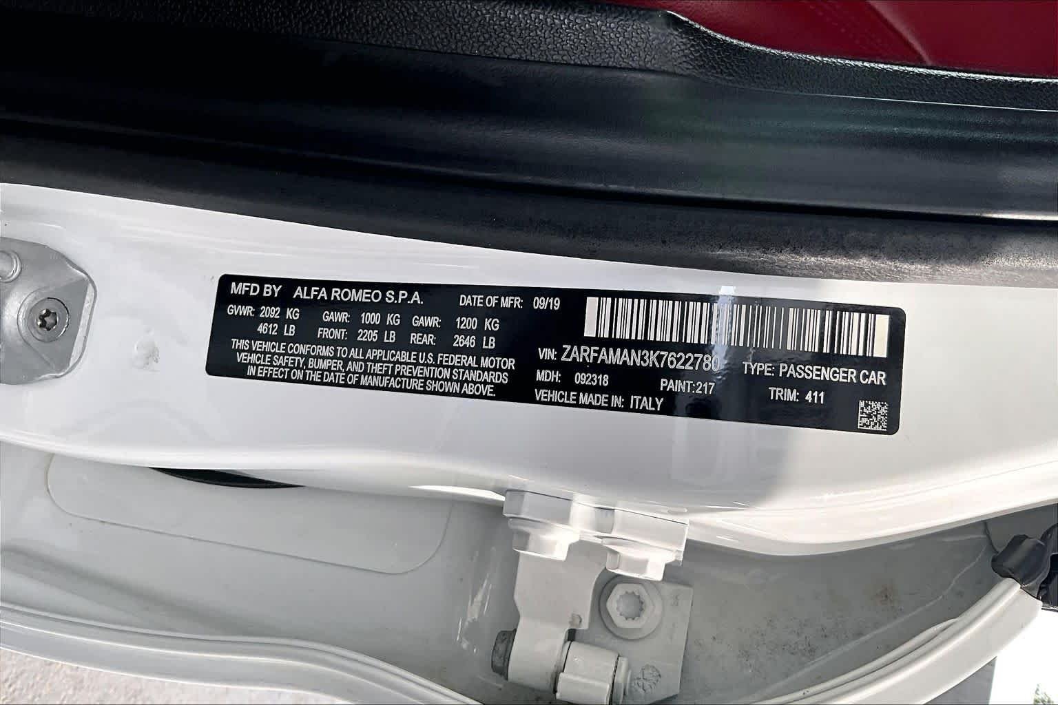 Used 2019 Alfa White Alfa Romeo  image 34