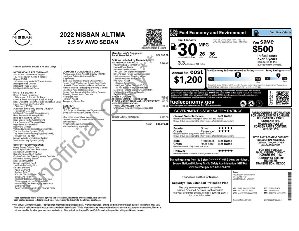 Used 2022 Black Nissan 2.5 SV image 6