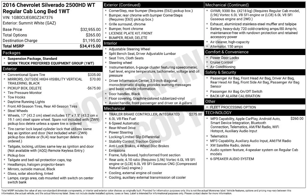 Used 2016 White Chevrolet Work Truck image 16