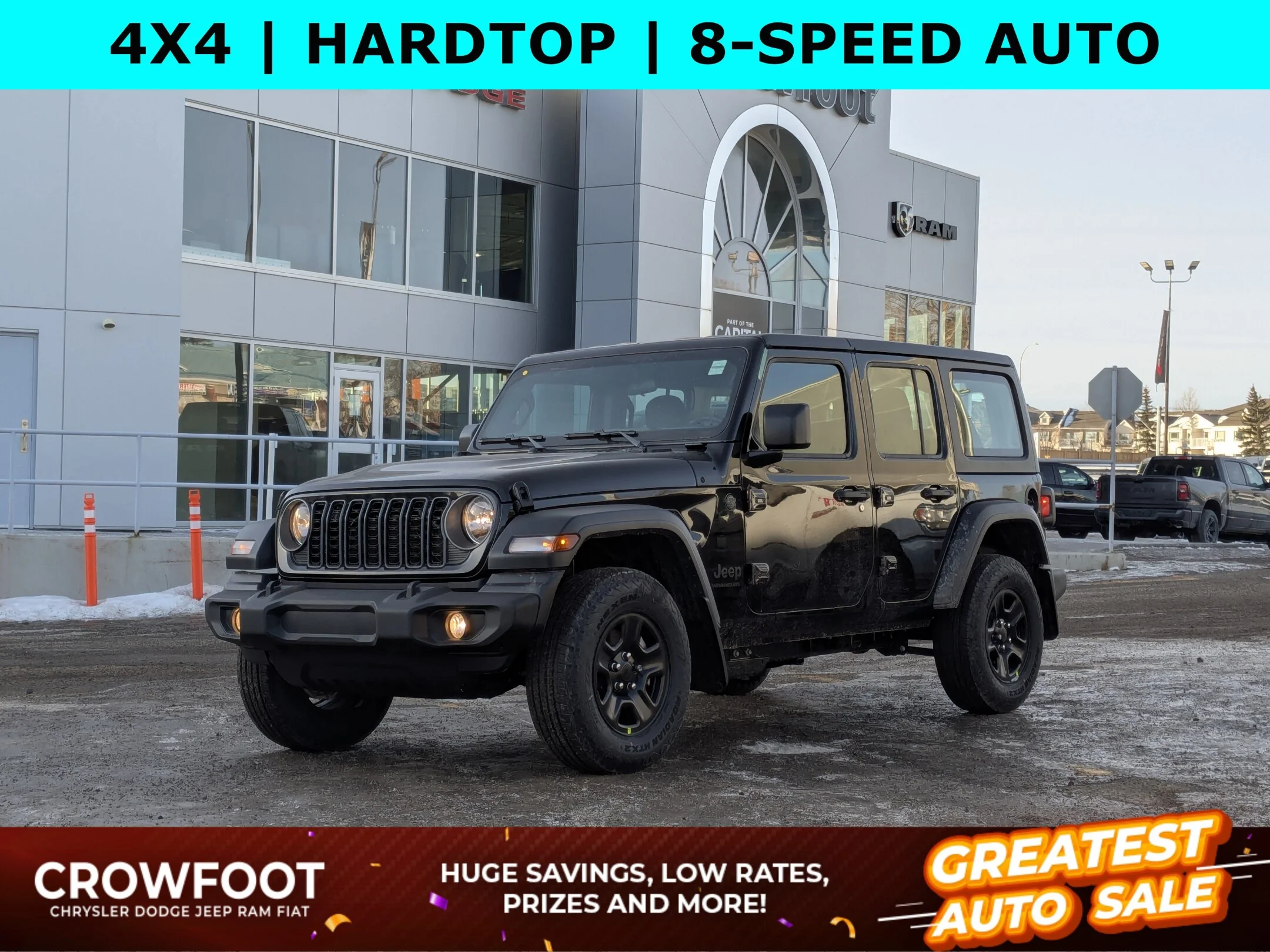 New 2026 Black Jeep Sport - - Black Freedom Hardtop - 8-Spd Auto - 12.3 Uconnect 5 - Dana M200 Rear Axle & More! image 1