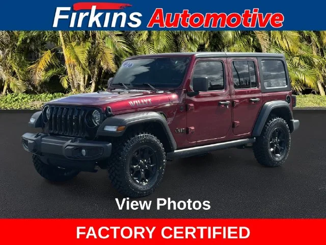 Certified Used 2022 Red Jeep Unlimited Willys image 1